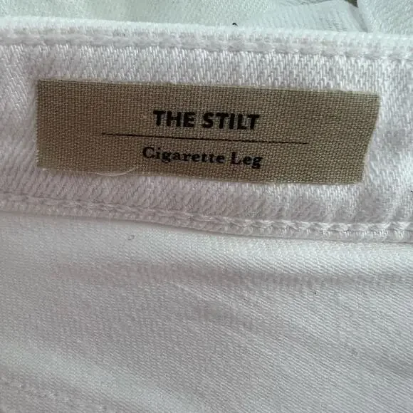 AG Adriano Goldschmied The Stilt Cigarette Leg White Jeans Women's Size 27R - Picture 5 of 6
